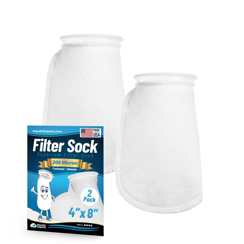 Aquatic Experts 4 inch Ring Filter Socks 200 Micron, Filter Socks for Saltwater Aquarium, Sump Filter Sock, Felt Aquarium Socks, Reef Filter Sock (2 Pack, 4" x 8") - Image 1